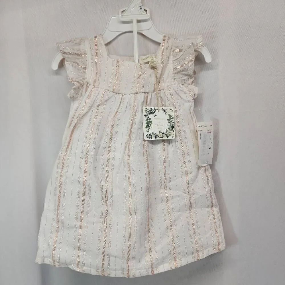 Chelsea & Violet Size 18M Rose Gold Stripe Dress & Bloomer Outfit P6